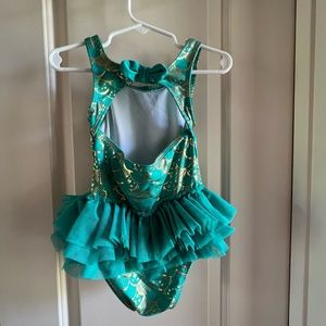 Aqua and Gold Swimsuit w/Bow, cutout back - 3T - Ballet skirted - Cat & Jack